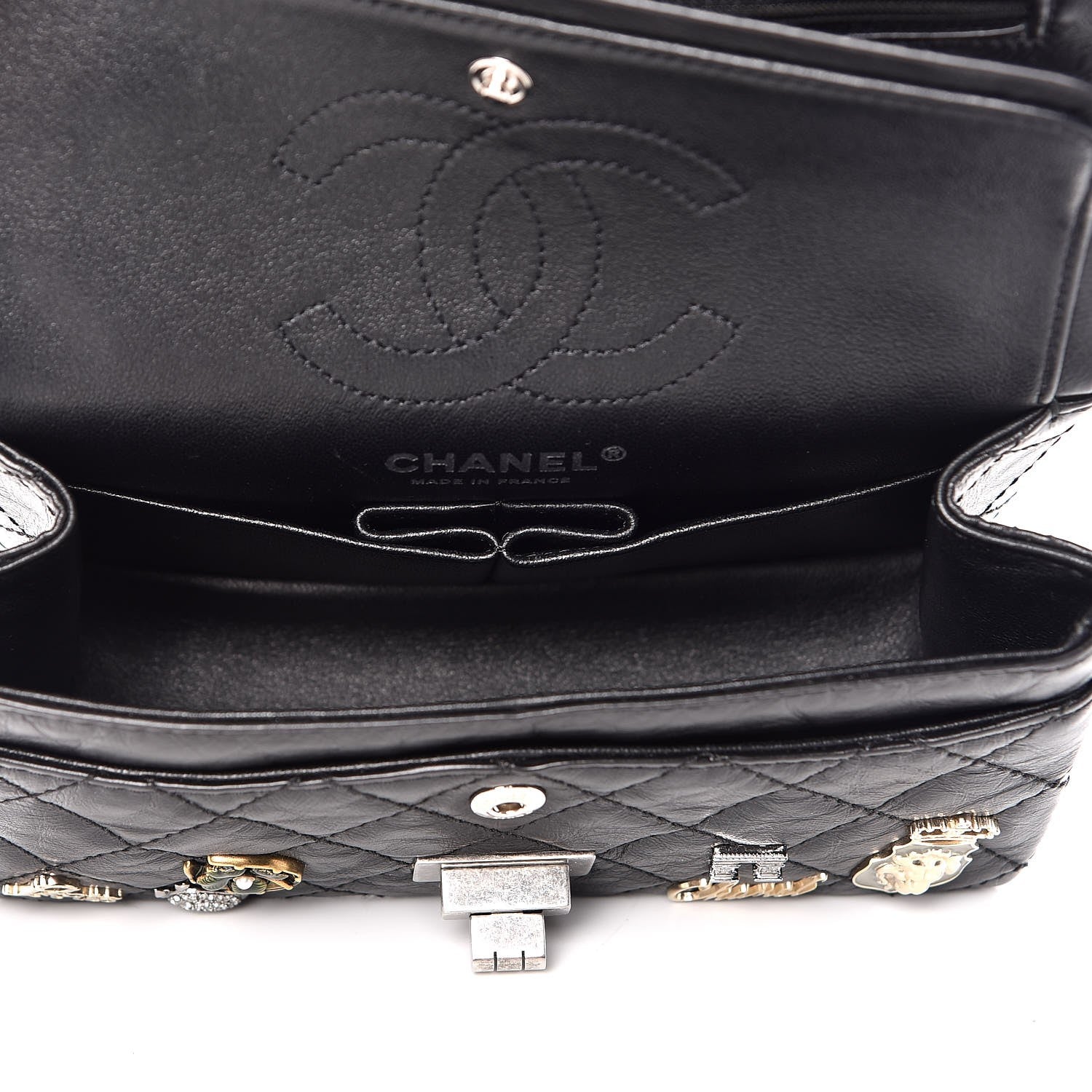 Chanel Aged Calfskin Lucky Charms 2.55 Reissue 224 Flap Black 6 of 8