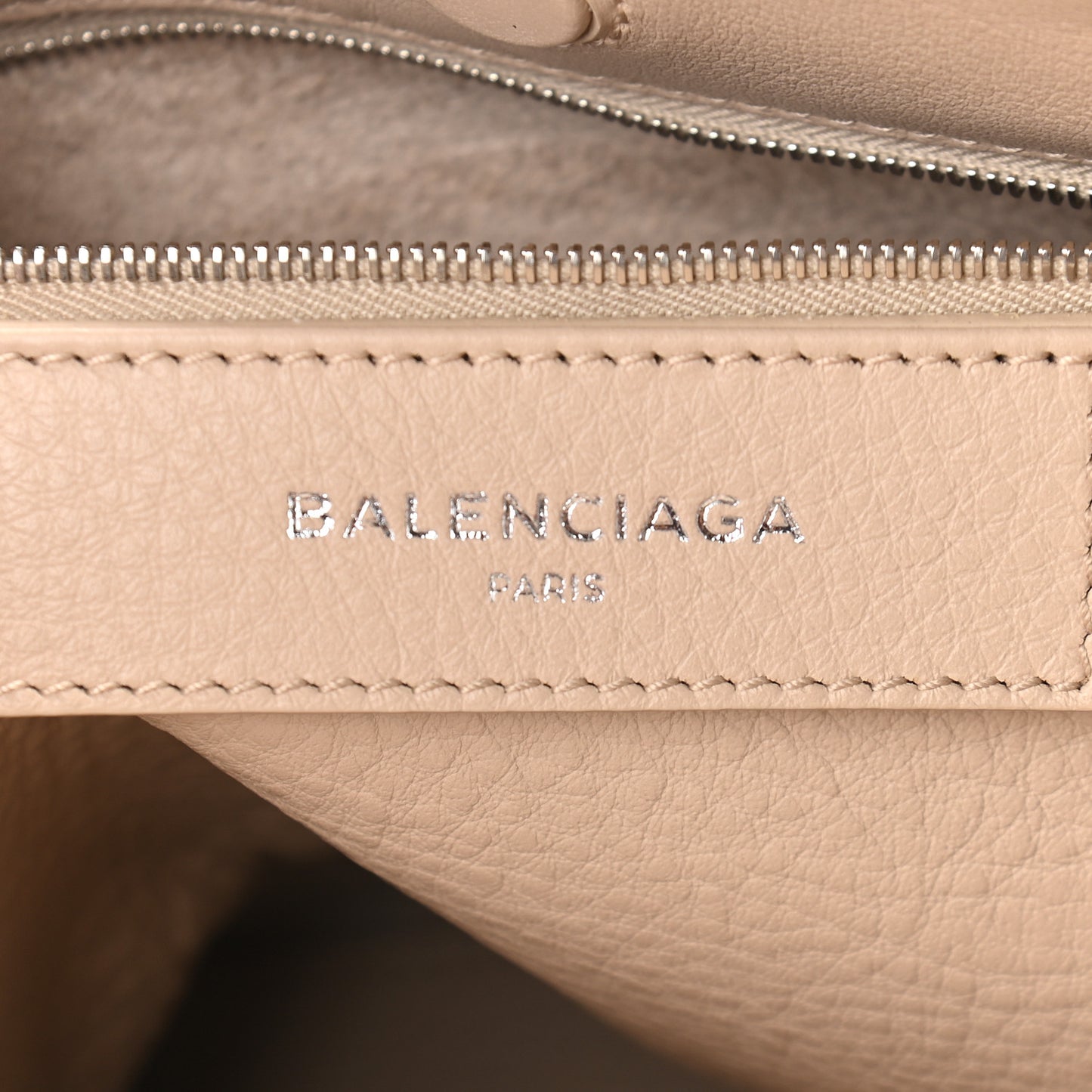 Grained Calfskin Papier Mini A4 Zip Around Tote Light Beige
