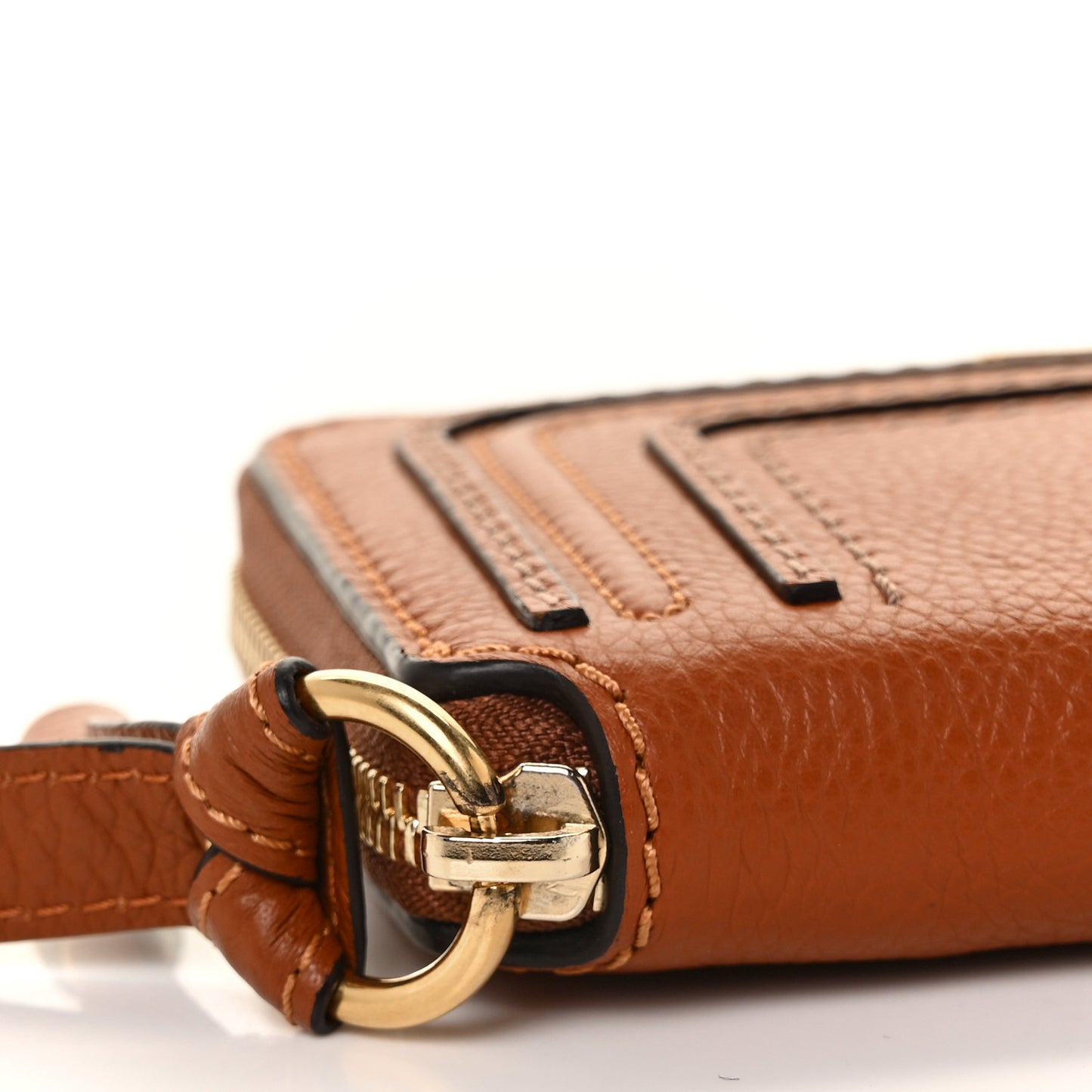 Grained Calfskin Marcie Long Zip Around Wallet Tan