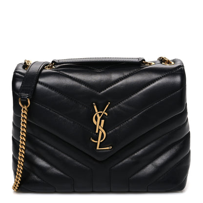 Saint Laurent Calfskin Y Quilted Monogram Small Loulou Chain Satchel Black 1 of 11