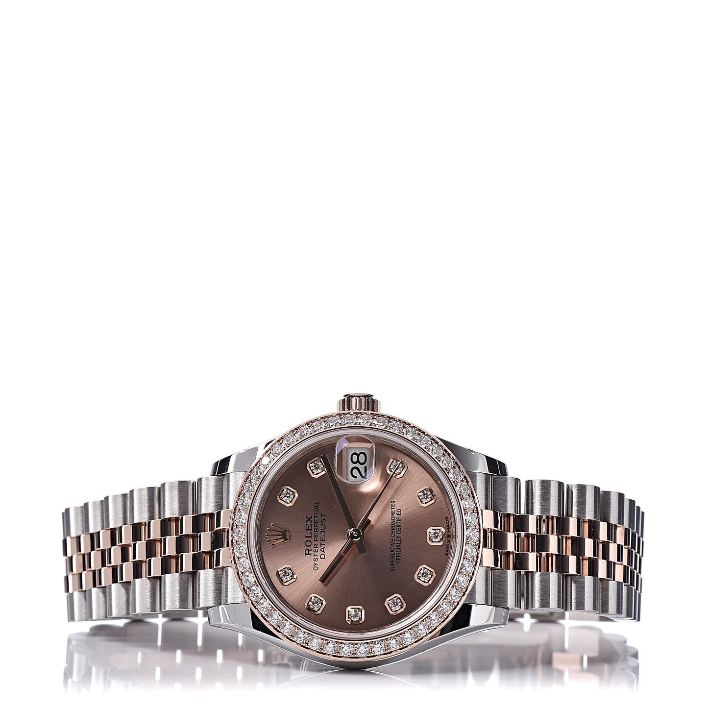 Stainless Steel 18K Everose Gold Diamond 31mm Oyster Perpetual Datejust Watch Pink 278381