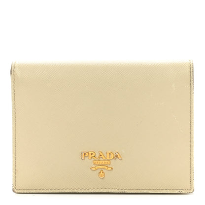 Prada Saffiano Metal Bi-Fold Wallet Cera 1 of 13