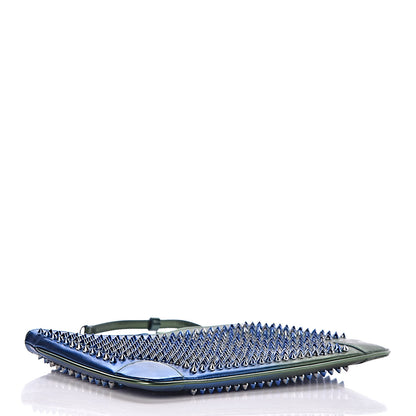 Christian Louboutin Patent Scarabe Loubiposh Spikes Chain Clutch Ocean Amazon 4 of 11
