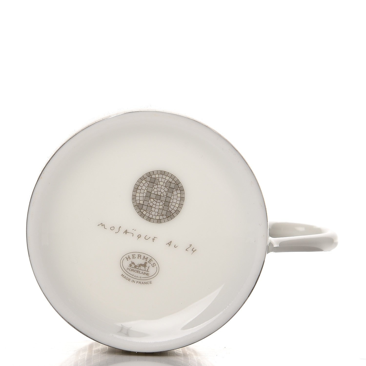 Hermes Porcelain Mosaique Au 24 Platine Tea Cup And Saucer Set Of 2 Platinum 6 of 9