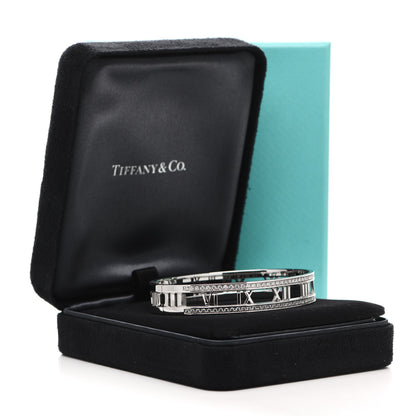 Tiffany 18K White Gold Diamond Atlas Open Hinged Bangle Bracelet 5 of 5