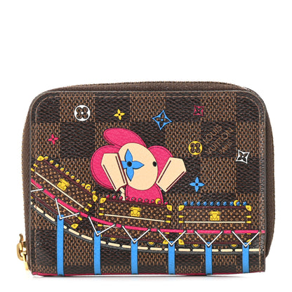 Louis Vuitton Damier Ebene 2020 Christmas Animation Roller Coaster Zippy Coin Purse Pivoine 1 of 8