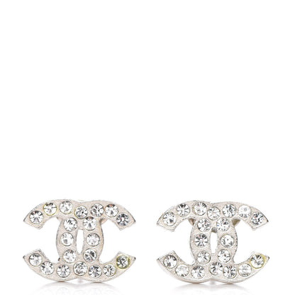 Chanel Crystal Timeless CC Earrings Silver 1 of 4