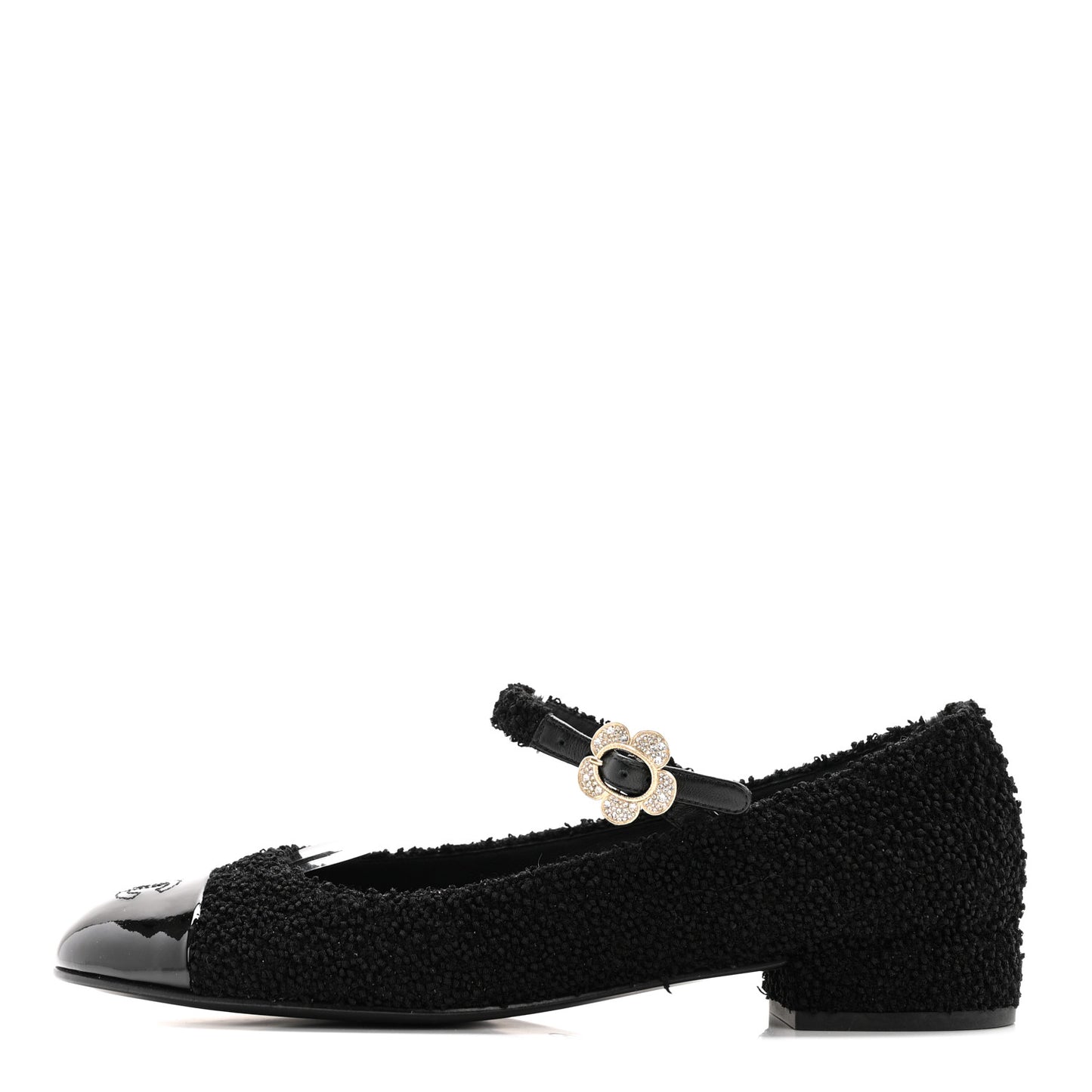 Tweed Patent Mary Jane Flats 41 Black