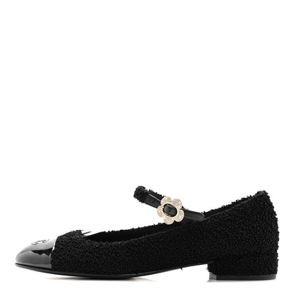 Chanel Tweed Patent Mary Jane Flats 41 Black 1 of 8