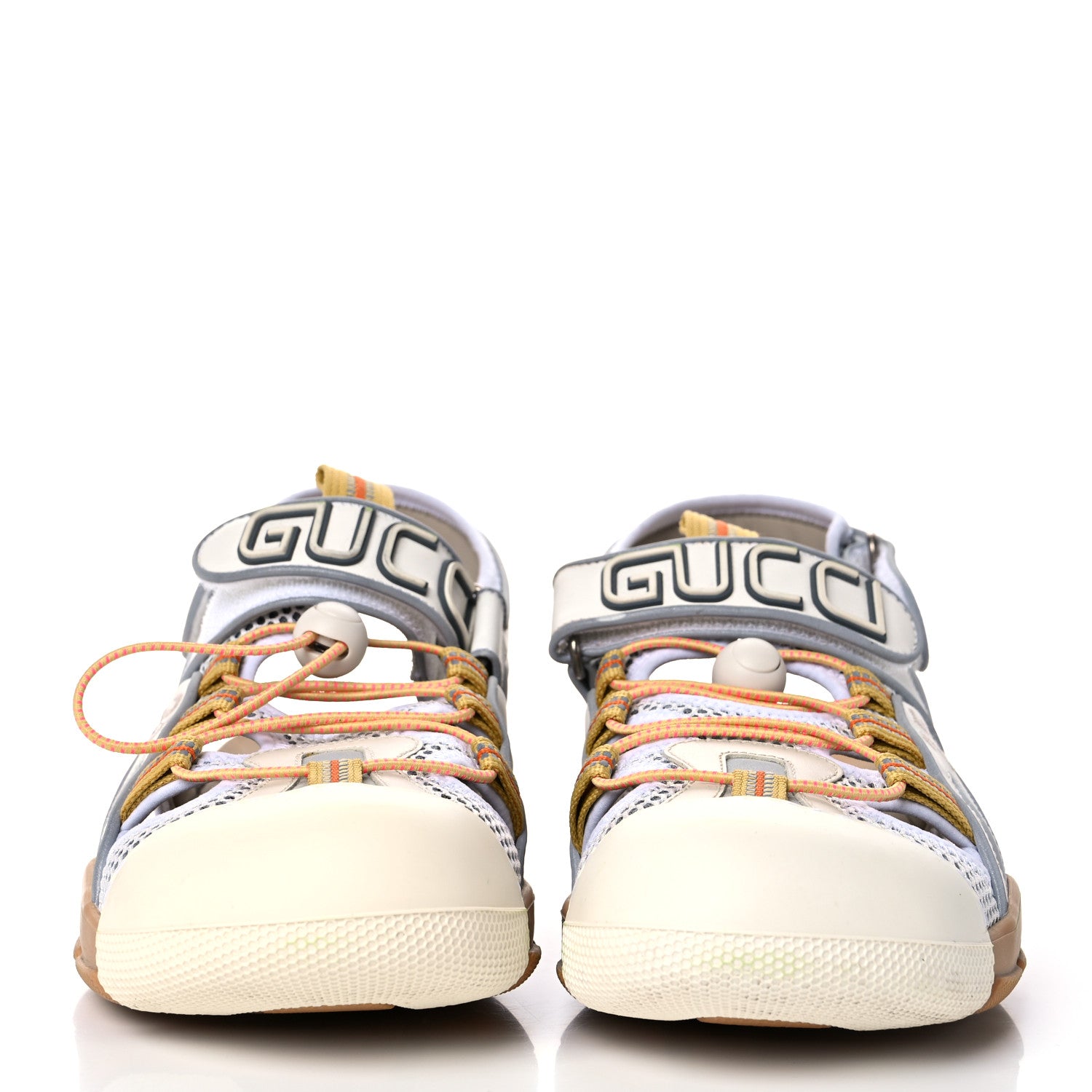 Gucci Mesh Fabric Mens Tinsel Sport Sandals 10 White Silver 2 of 14