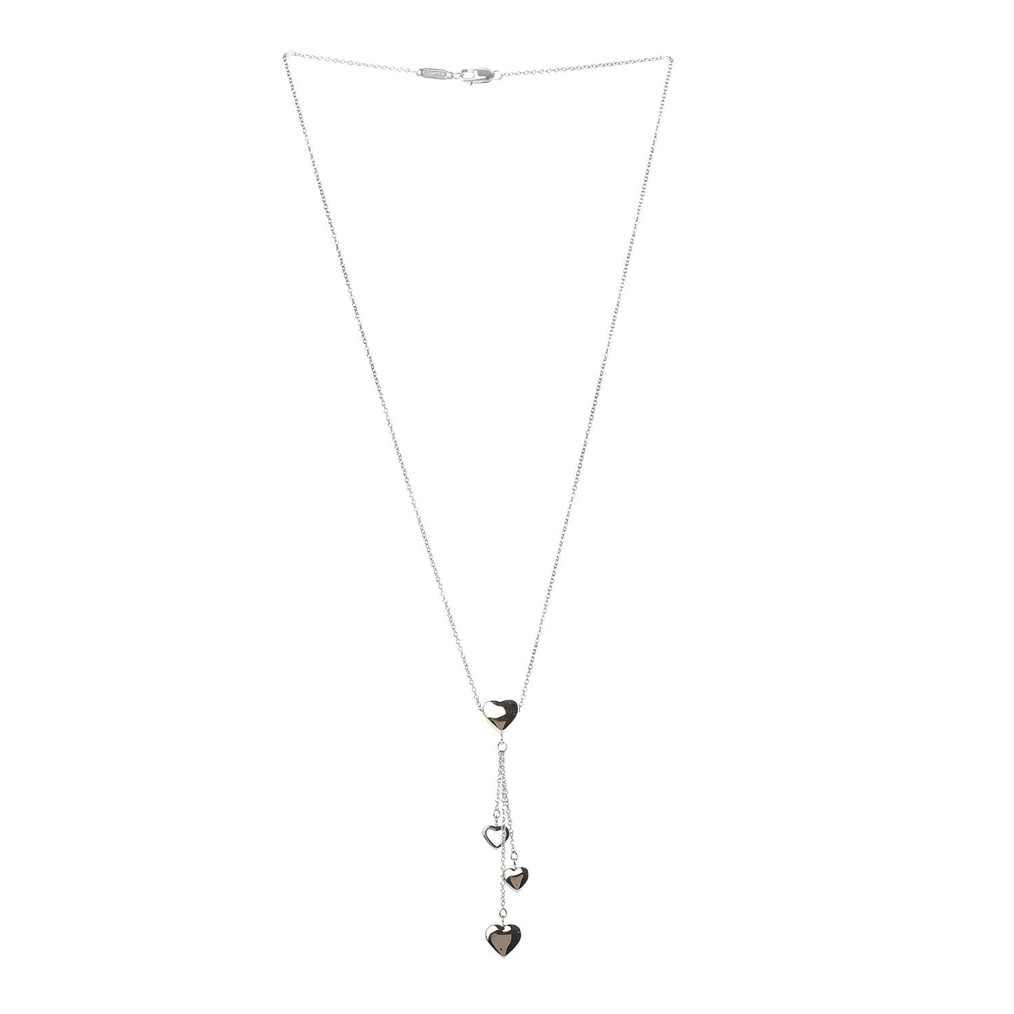 18K White Yellow Gold Heart Lariat Necklace