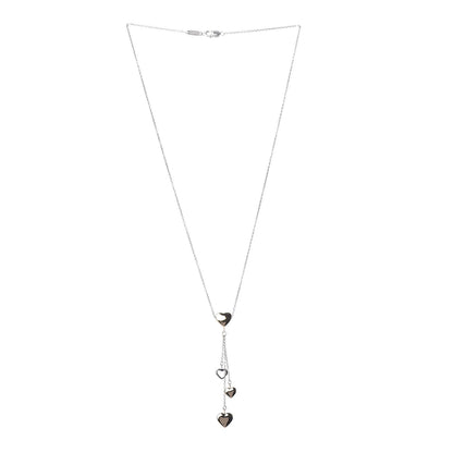 Tiffany 18K White Yellow Gold Heart Lariat Necklace 3 of 6