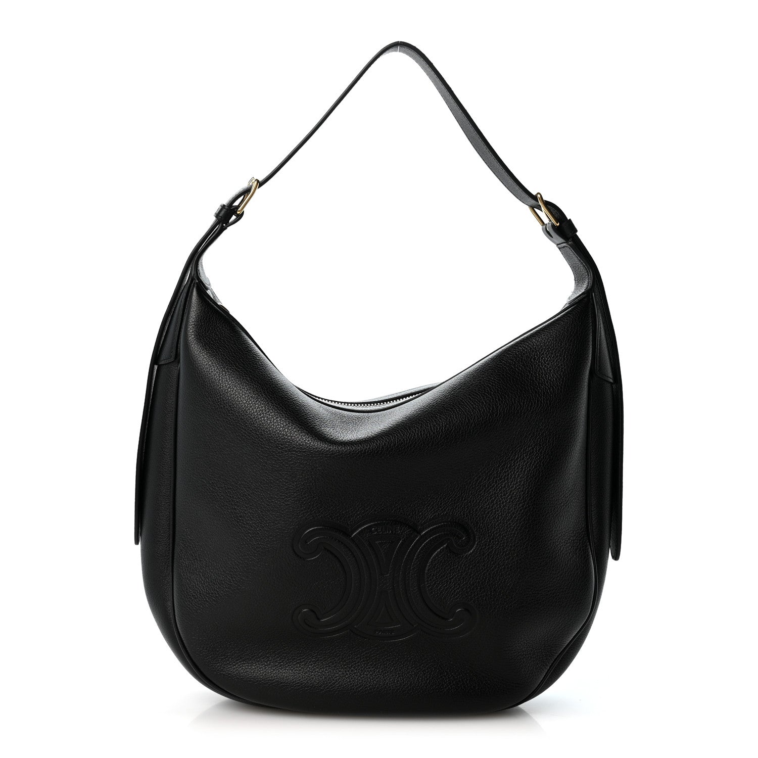Celine Supple Calfskin Cuir Triomphe Medium Heloise Shoulder Bag Black 1 of 11