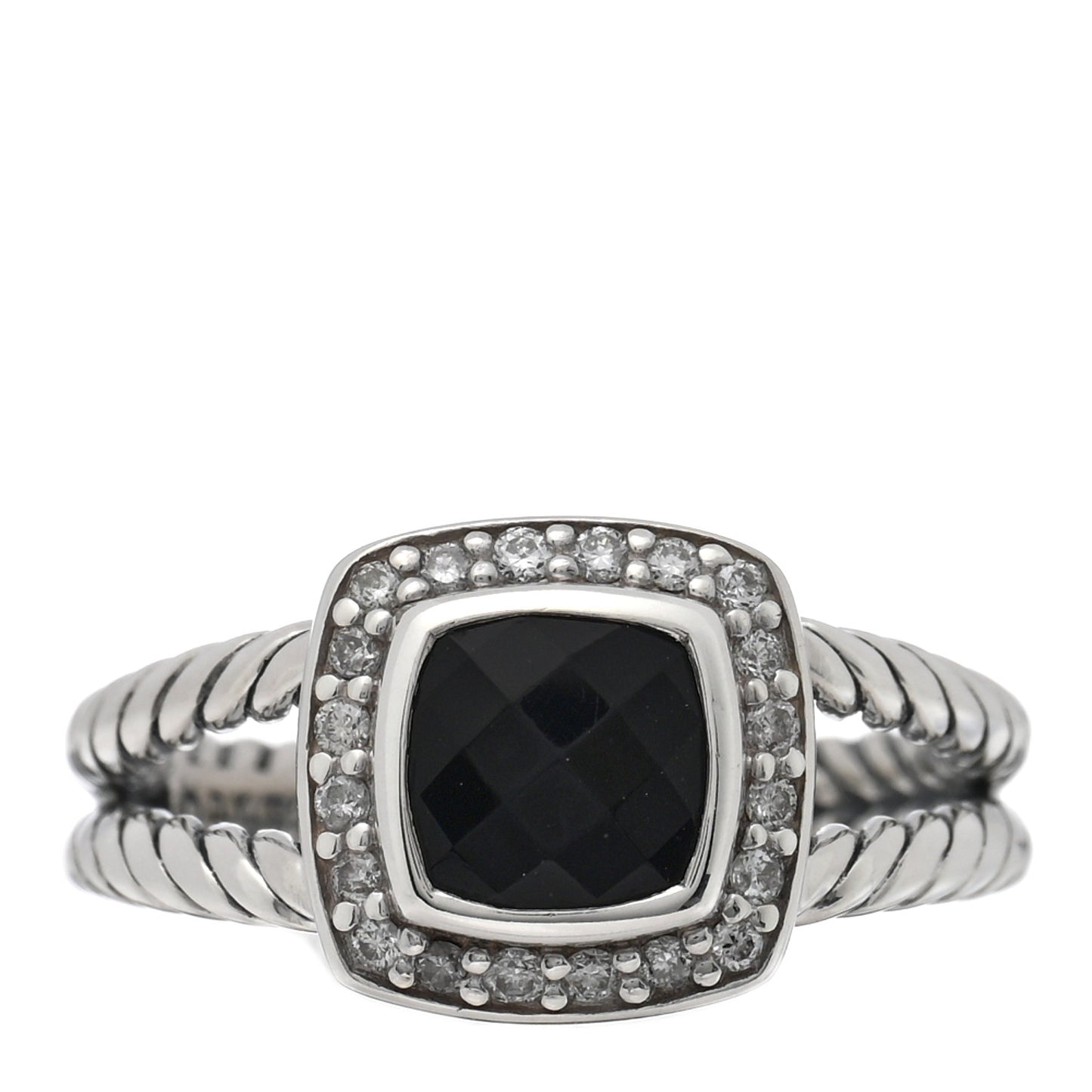 Sterling Silver Diamond Black Onyx 7mm Petite Albion Ring 56 7.5