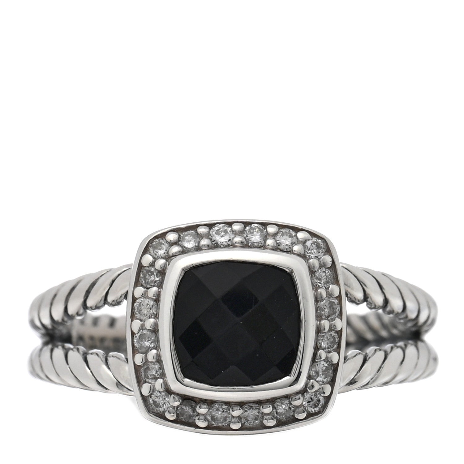 David Yurman Sterling Silver Diamond Black Onyx 7mm Petite Albion Ring 56 7.5 1 of 4
