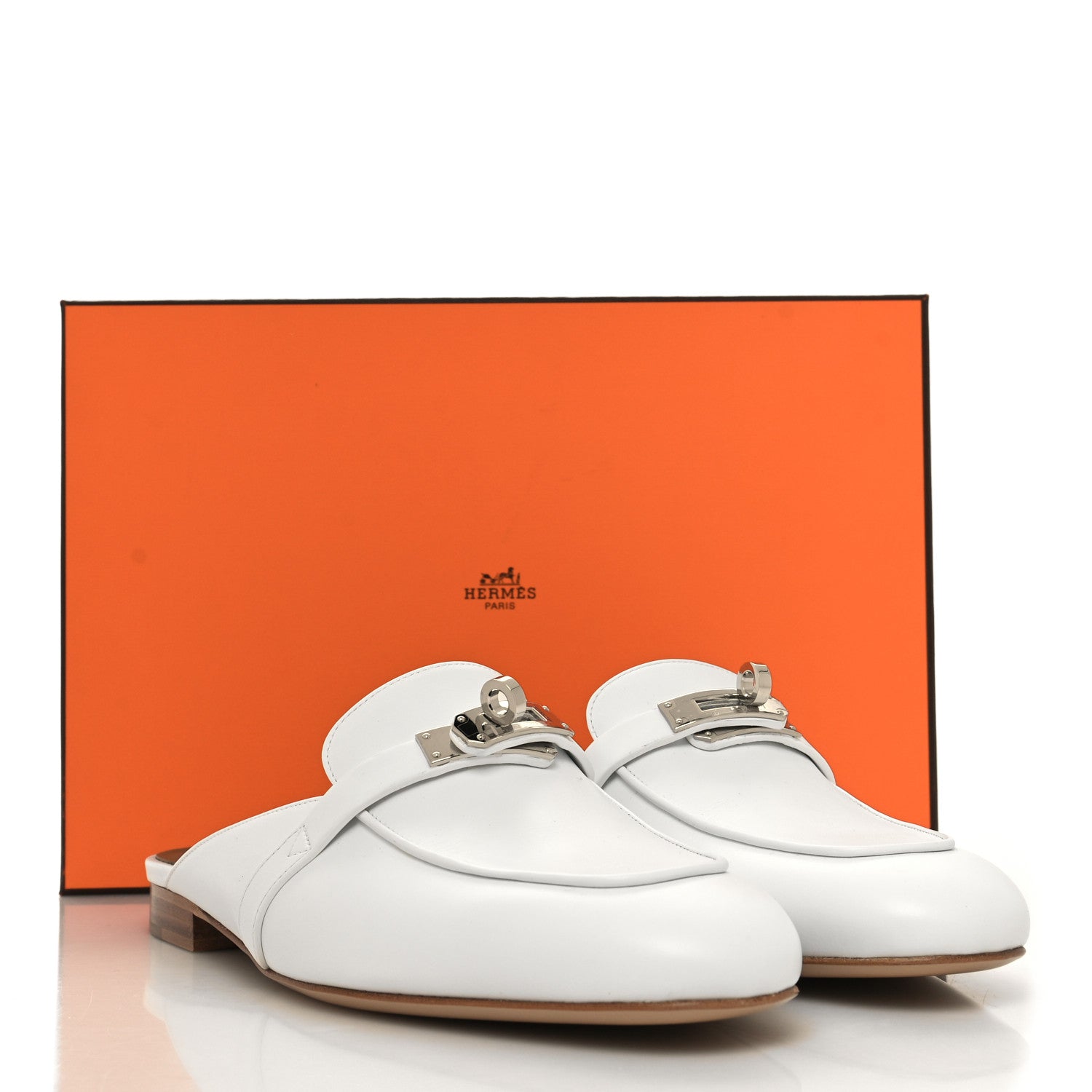 Hermes Calfskin Oz Mules 38.5 White 9 of 9