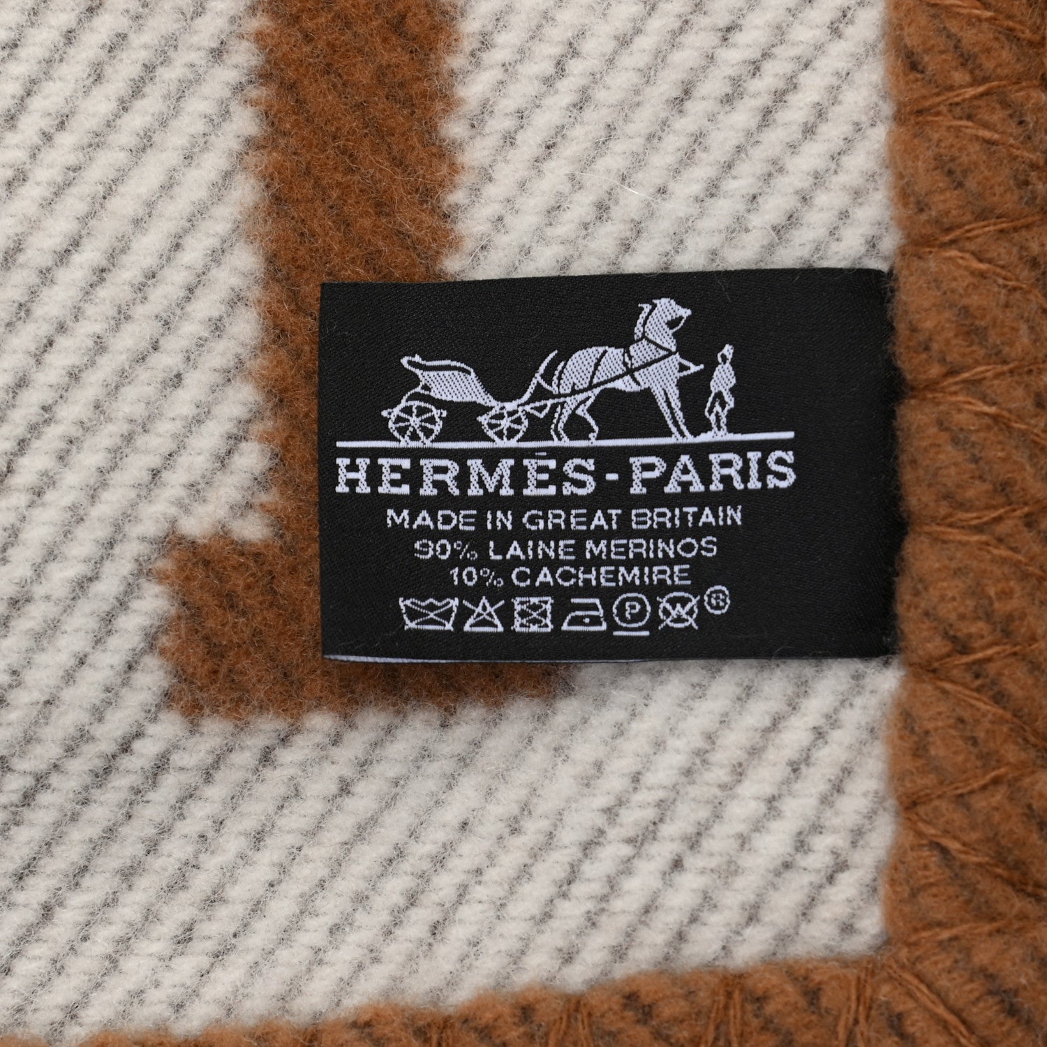 Hermes Wool Cashmere Avalon Blanket Ecru Camel 3 of 3