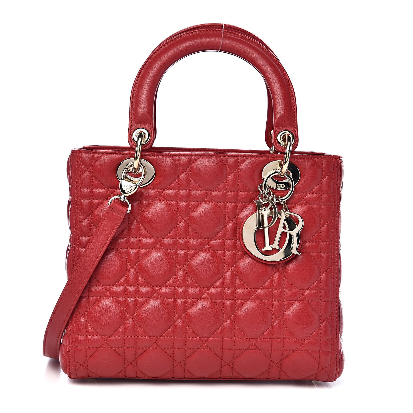 Lambskin Cannage Medium Lady Dior Red