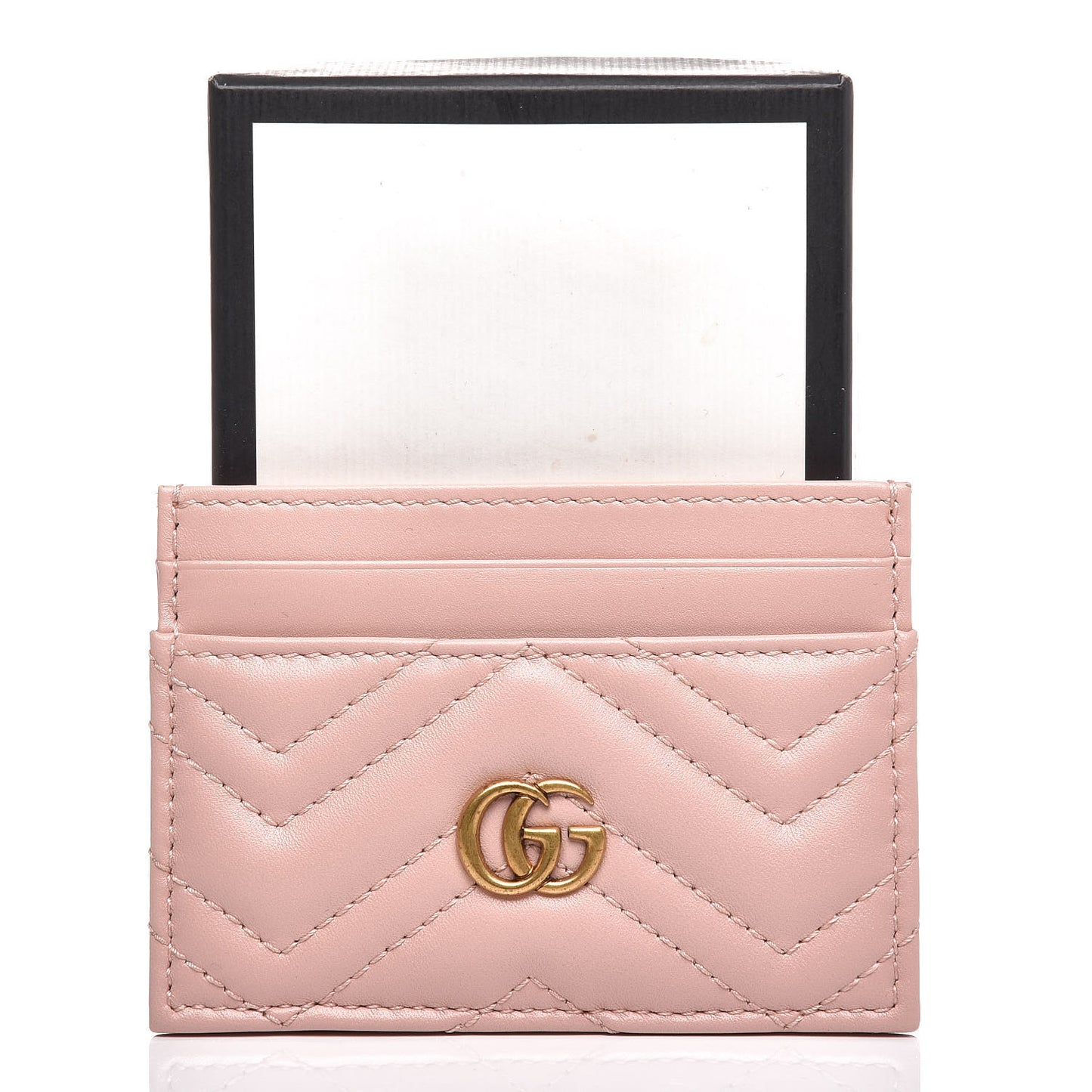 Calfskin Matelasse GG Marmont Card Holder Perfect Pink