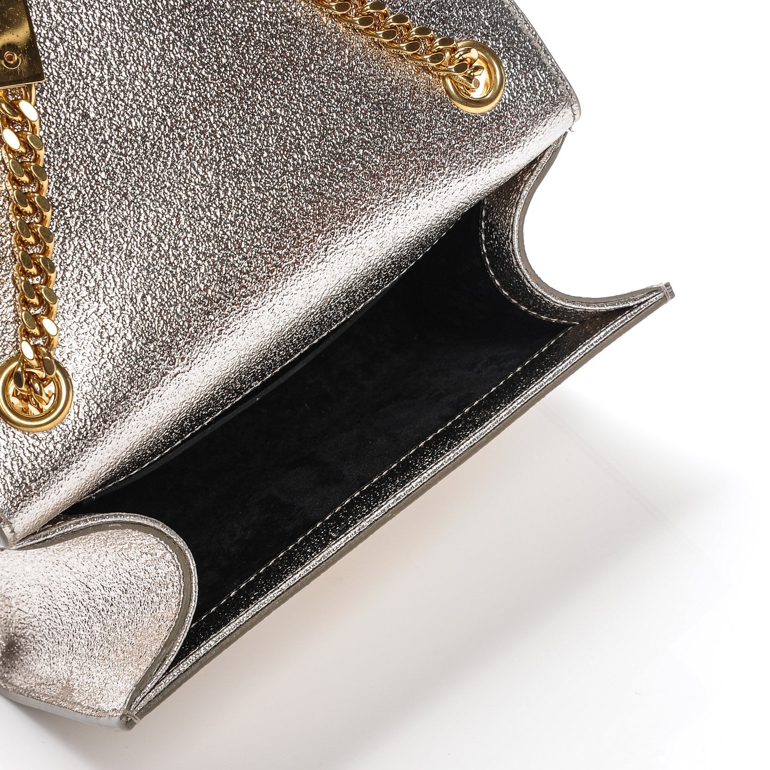 Saint Laurent Metallic Calfskin Small Classic Monogram Kate Satchel Pale Gold 5 of 6
