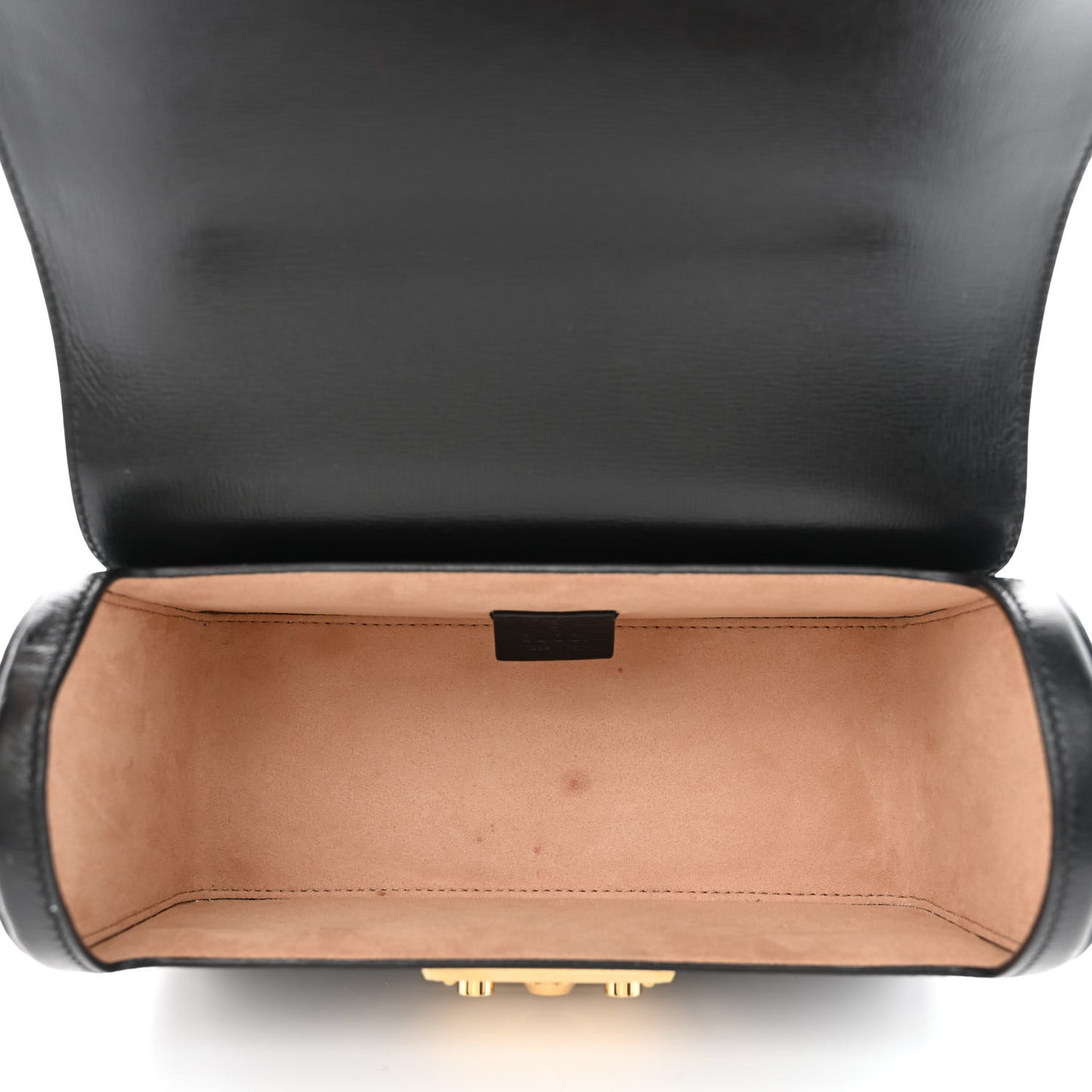 Calfskin Small Padlock Bamboo Shoulder Bag Black