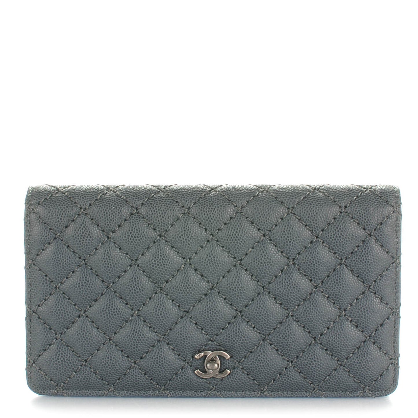 Caviar Micro Quilted Yen Wallet Grey