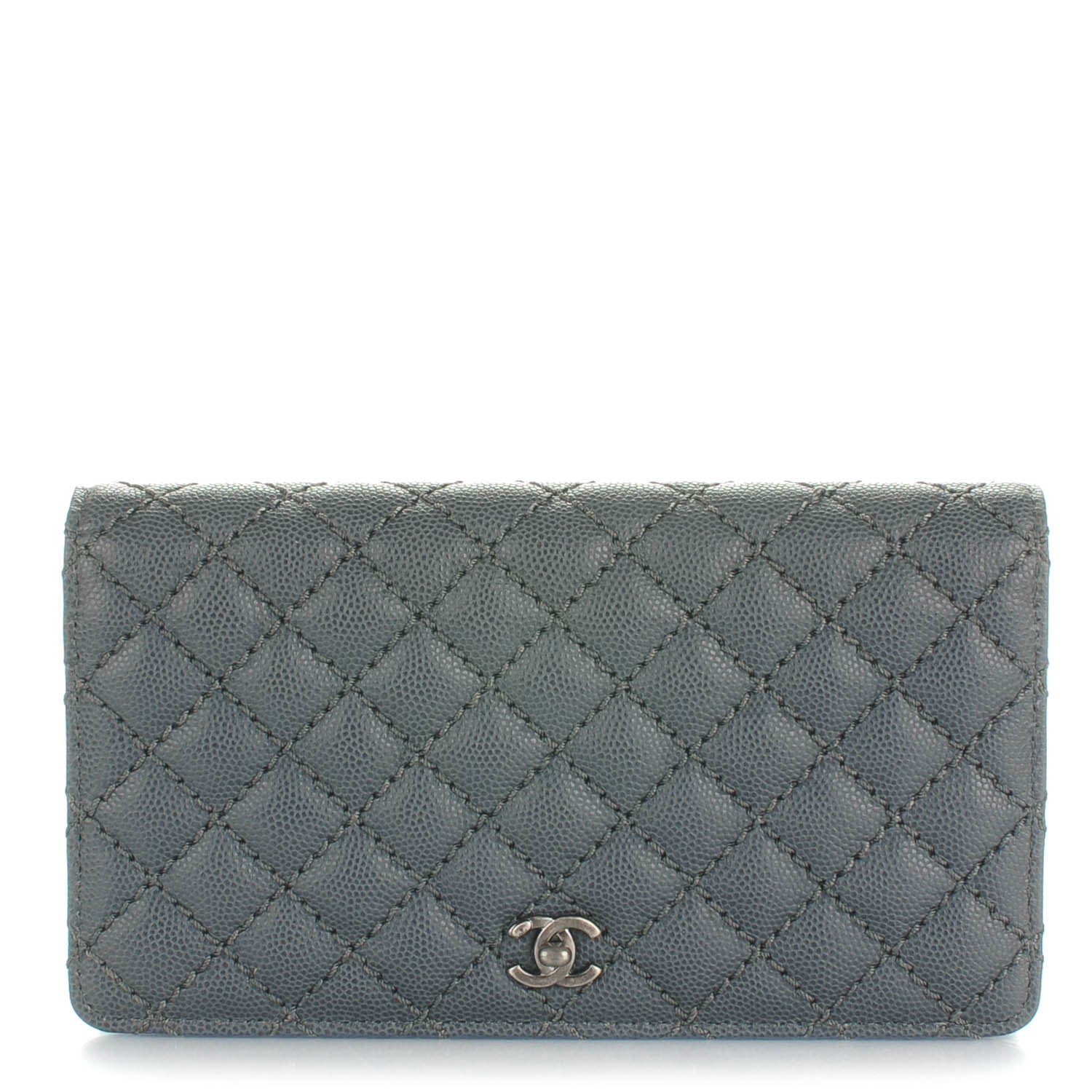 Chanel Caviar Micro Quilted Yen Wallet Grey 1 of 8