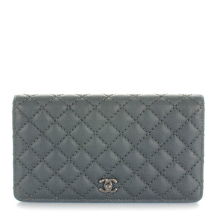Chanel Caviar Micro Quilted Yen Wallet Grey 1 of 8