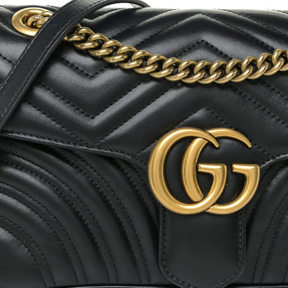Gucci Calfskin Matelasse Small GG Marmont Shoulder Bag Black 9 of 16