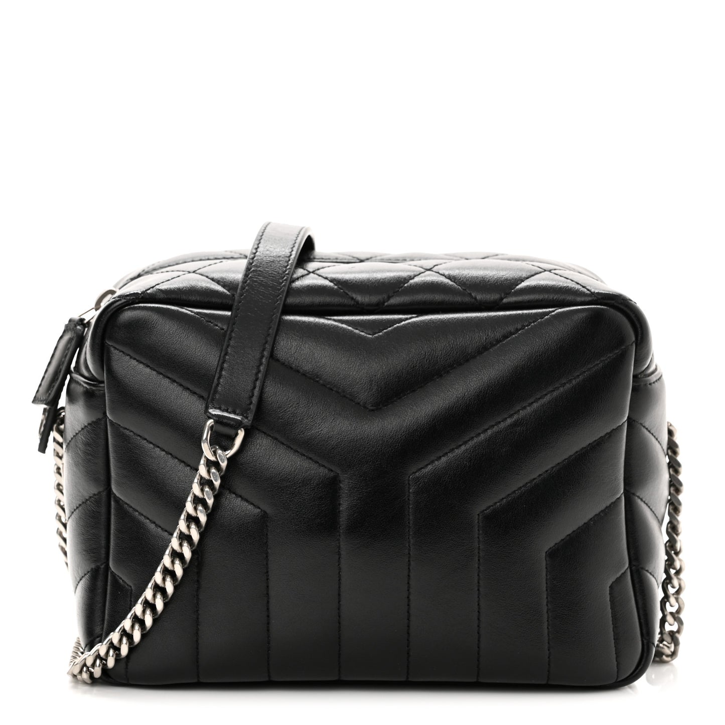Calfskin Y Quilted Monogram Small Loulou Bowling Bag Black