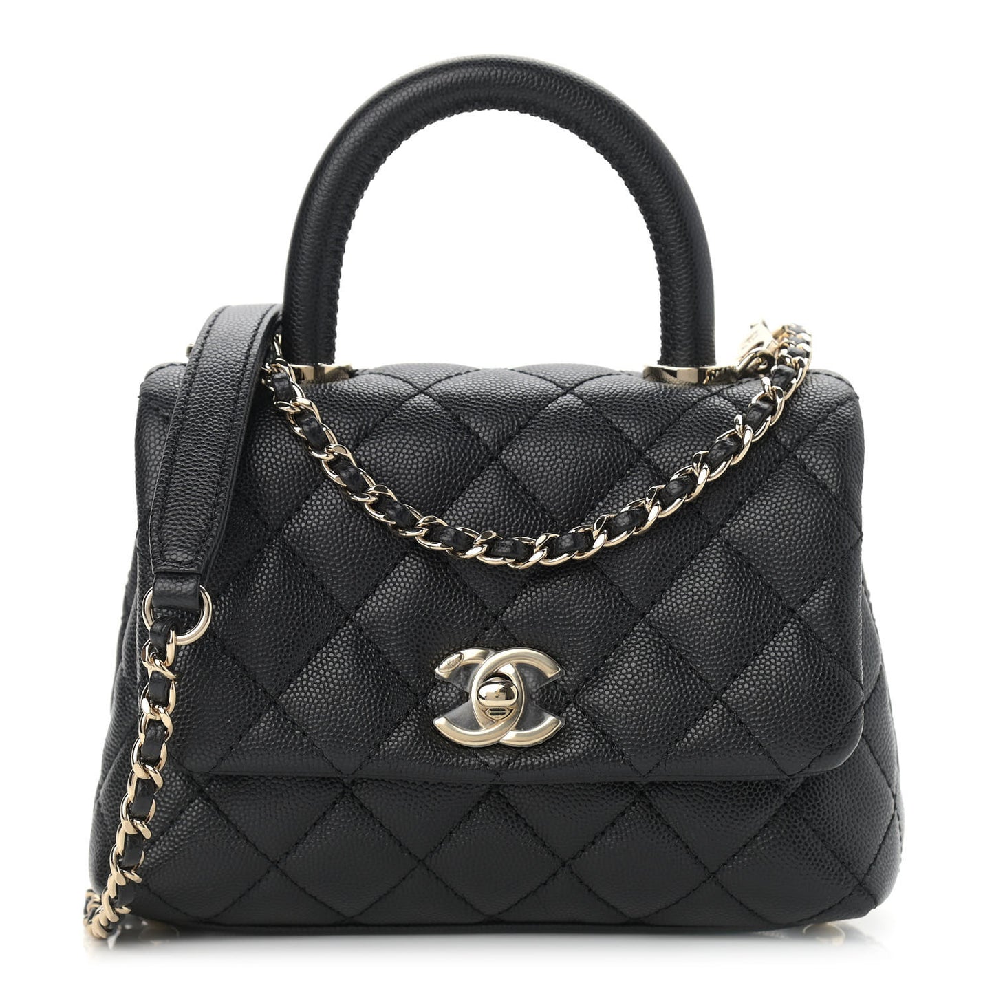 Caviar Quilted Extra Mini Coco Handle Flap Black