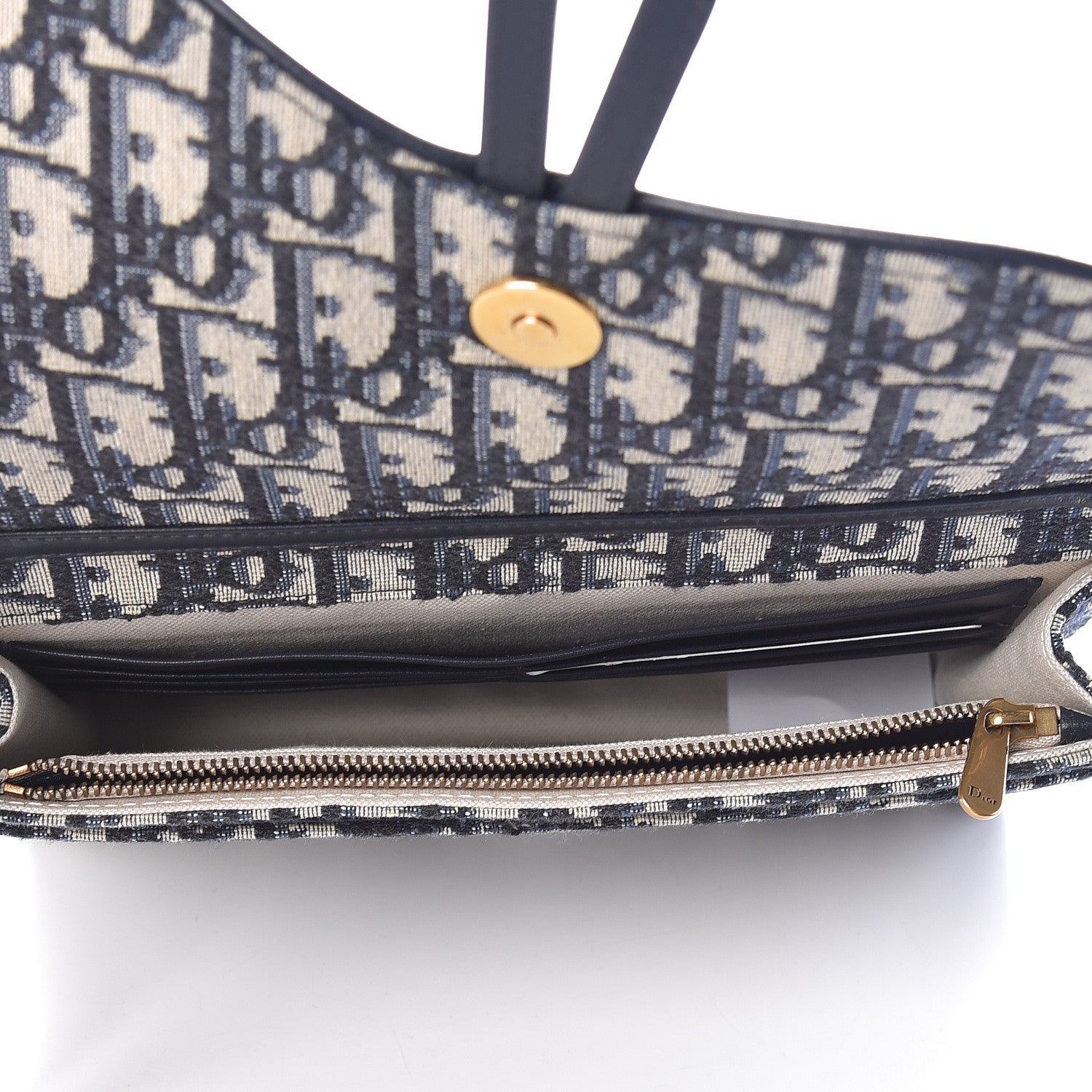 Christian Dior Oblique Saddle Chain Pouch Blue 5 of 9