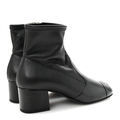 Chanel Stretch Lambskin Cap Toe CC Short Boots 37 Black 5 of 9