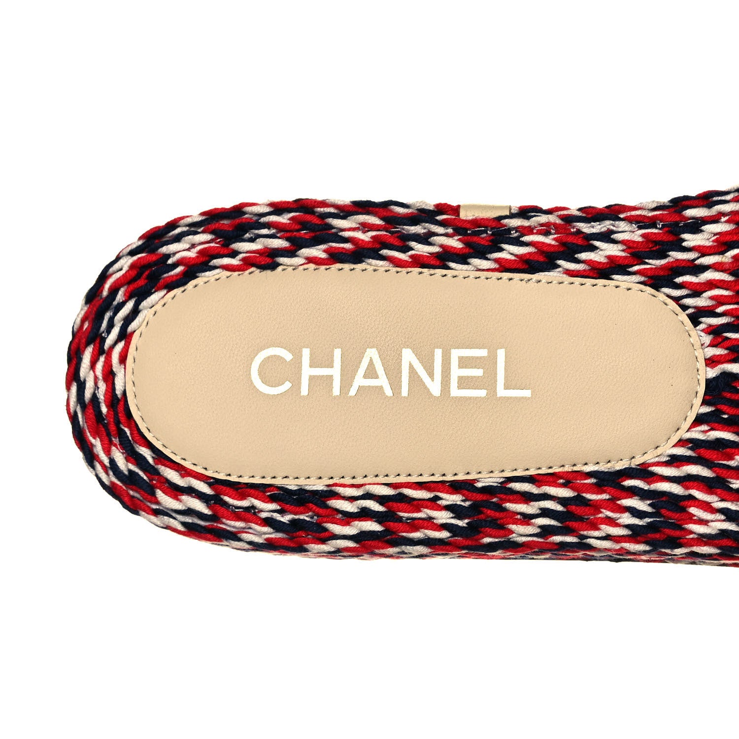 Chanel Cord CC Espadrille Slip On Sandals 41 Red Blue White 7 of 7