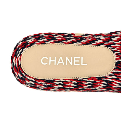 Chanel Cord CC Espadrille Slip On Sandals 41 Red Blue White 7 of 7