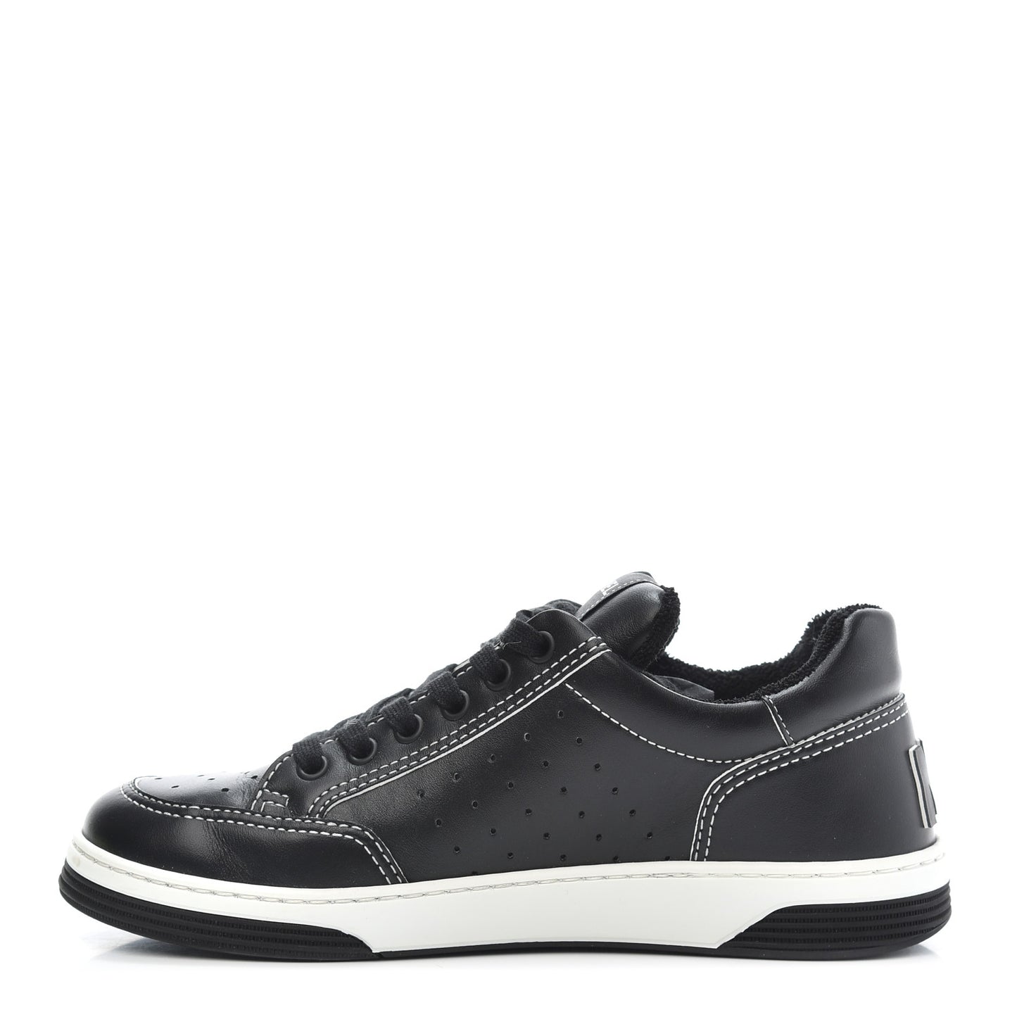 Calfskin Womens Logo Sneakers 38 Black White