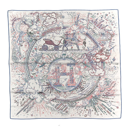 Hermes Silk Please Hold The Line Scarf 90 White Bleu Cobalt Rouge 1 of 5