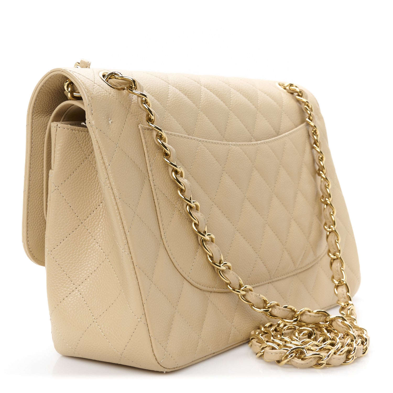 Chanel Caviar Quilted Jumbo Double Flap Beige 3 of 12