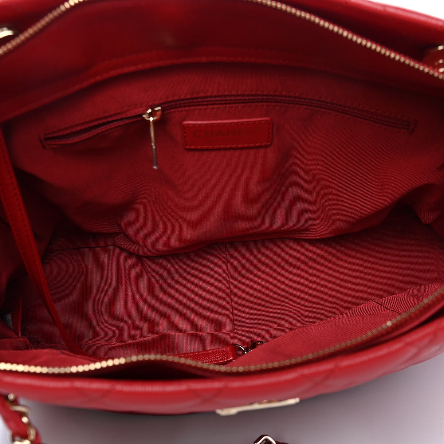 Caviar Quilted Rolled Up Tote Red