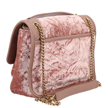 Saint Laurent Velvet Monogram Matelasse Baby Niki Chain Satchel Pink 2 of 11