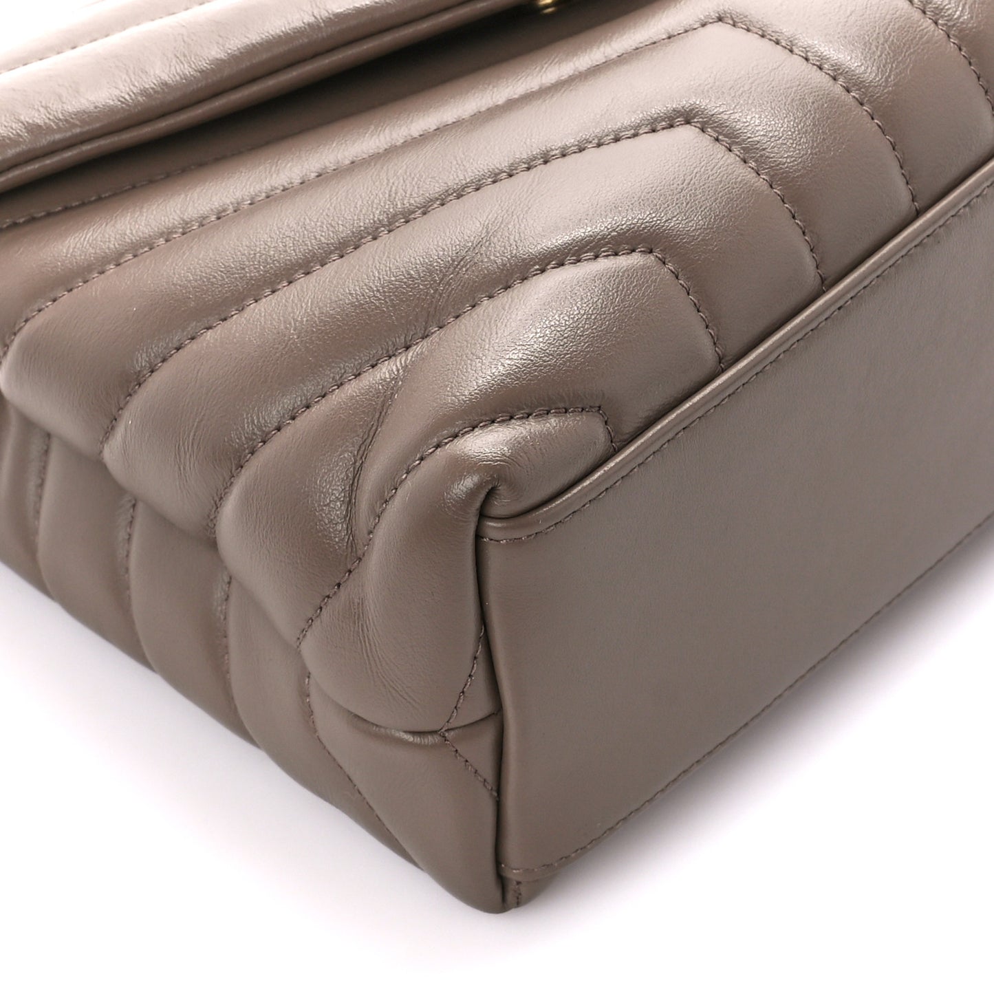 Calfskin Y Quilted Monogram Small Loulou Chain Satchel Taupe
