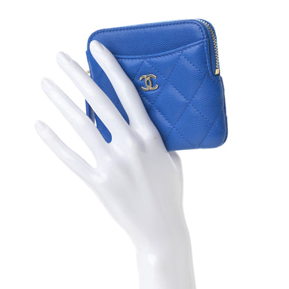 Chanel Caviar Quilted Zip Card Holder Wallet Blue 2 of 8