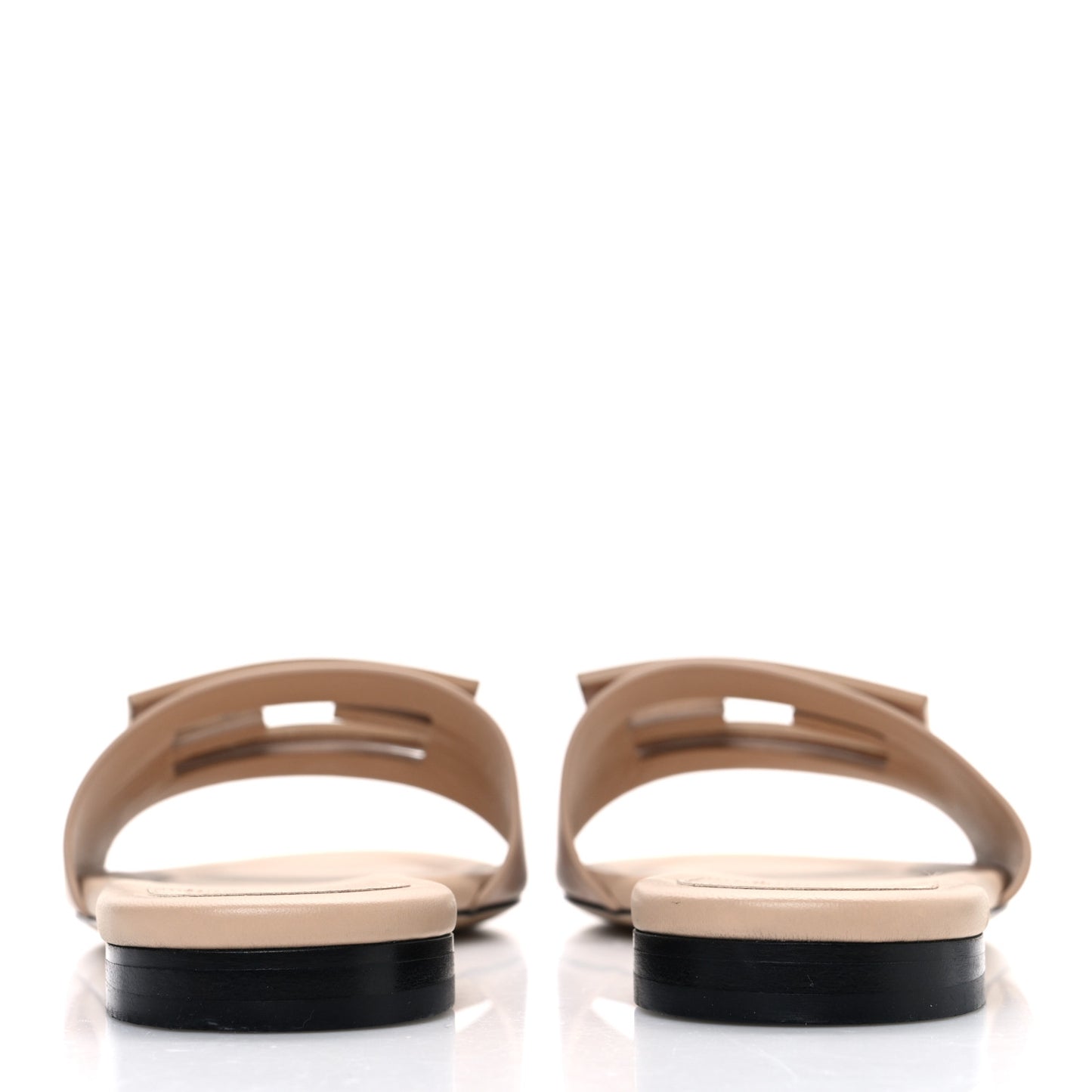 Vitello Cuoio Baguette Flat Slide Sandals 40 Poudre