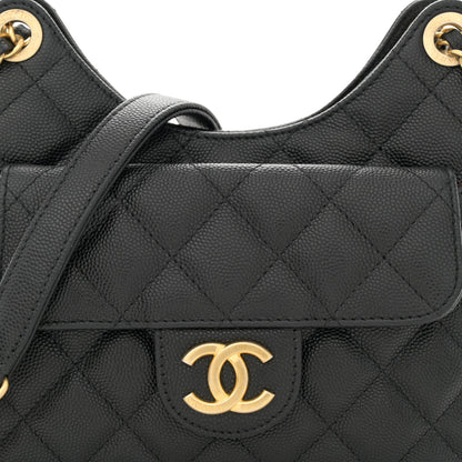 Chanel Caviar Quilted Small Wavy CC Hobo Black 8 of 10