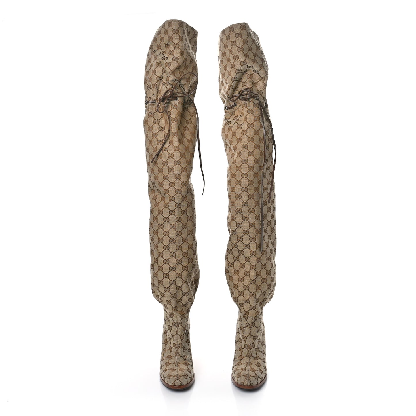 Monogram Over the Knee Boots 37.5 Beige Ebony