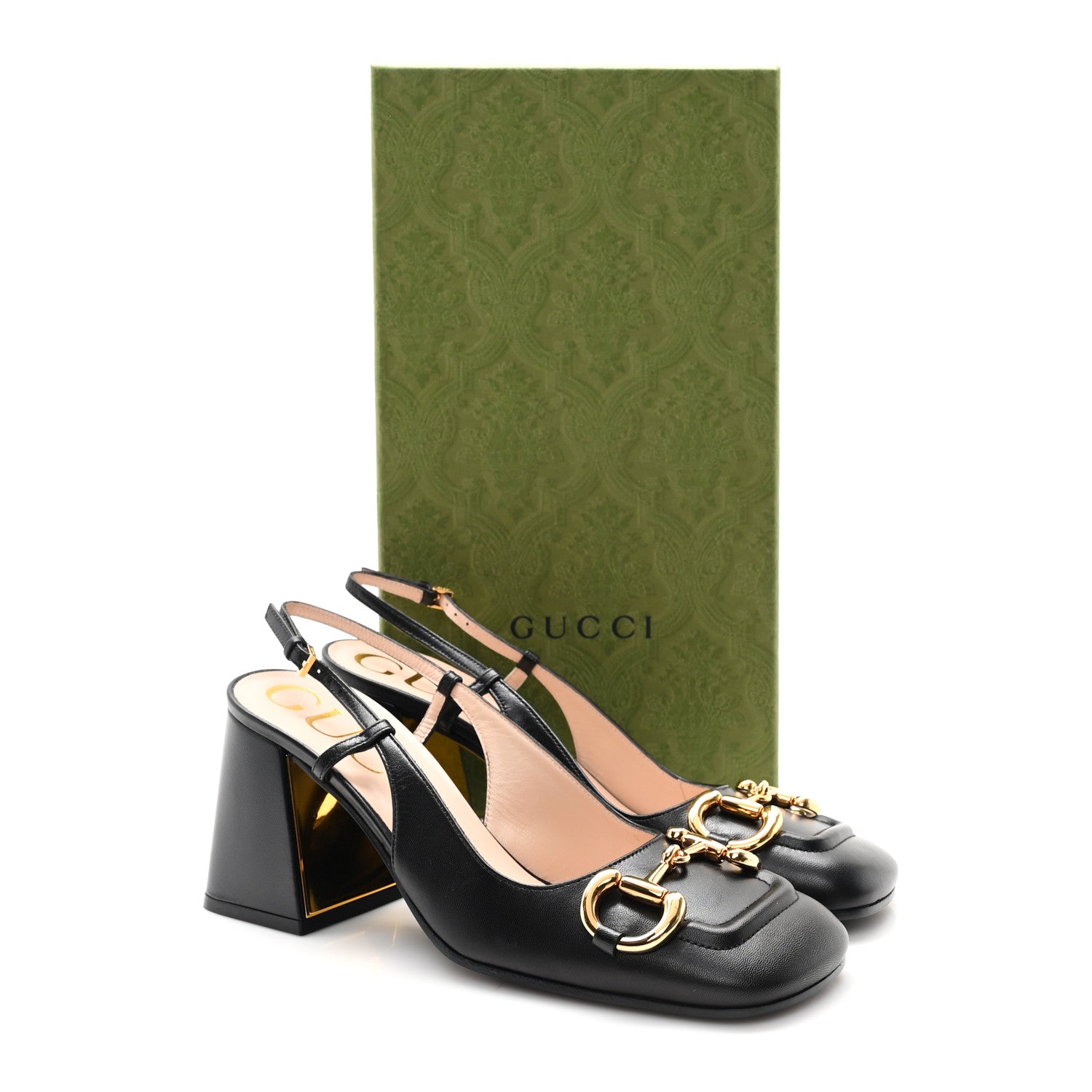 Gucci Malaga Kid Horsebit 75mm Slingback Pumps 37.5 Black 9 of 9