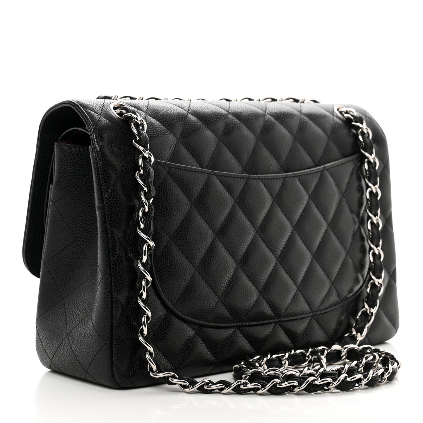 Caviar Quilted Jumbo Double Flap Black