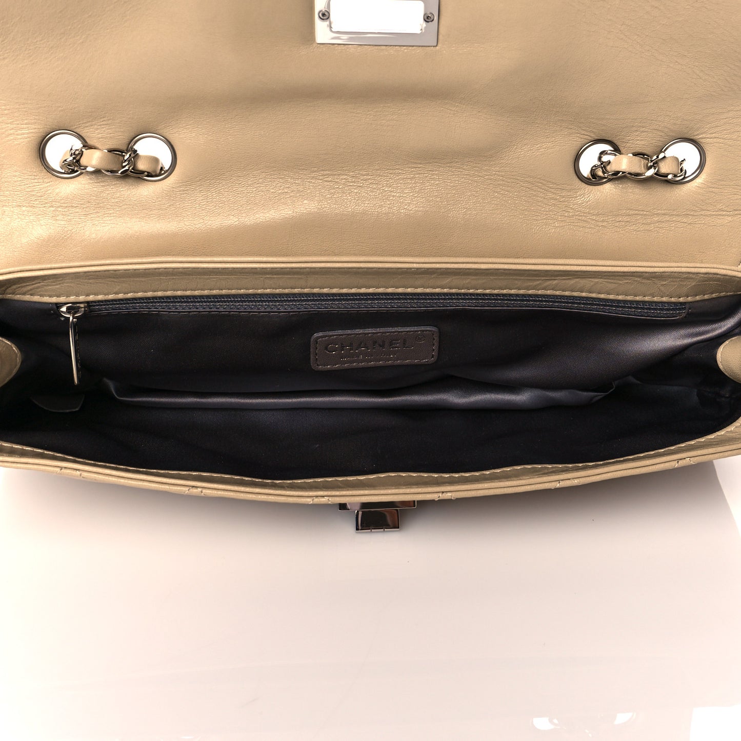Lambskin East West Mademoiselle Flap Beige