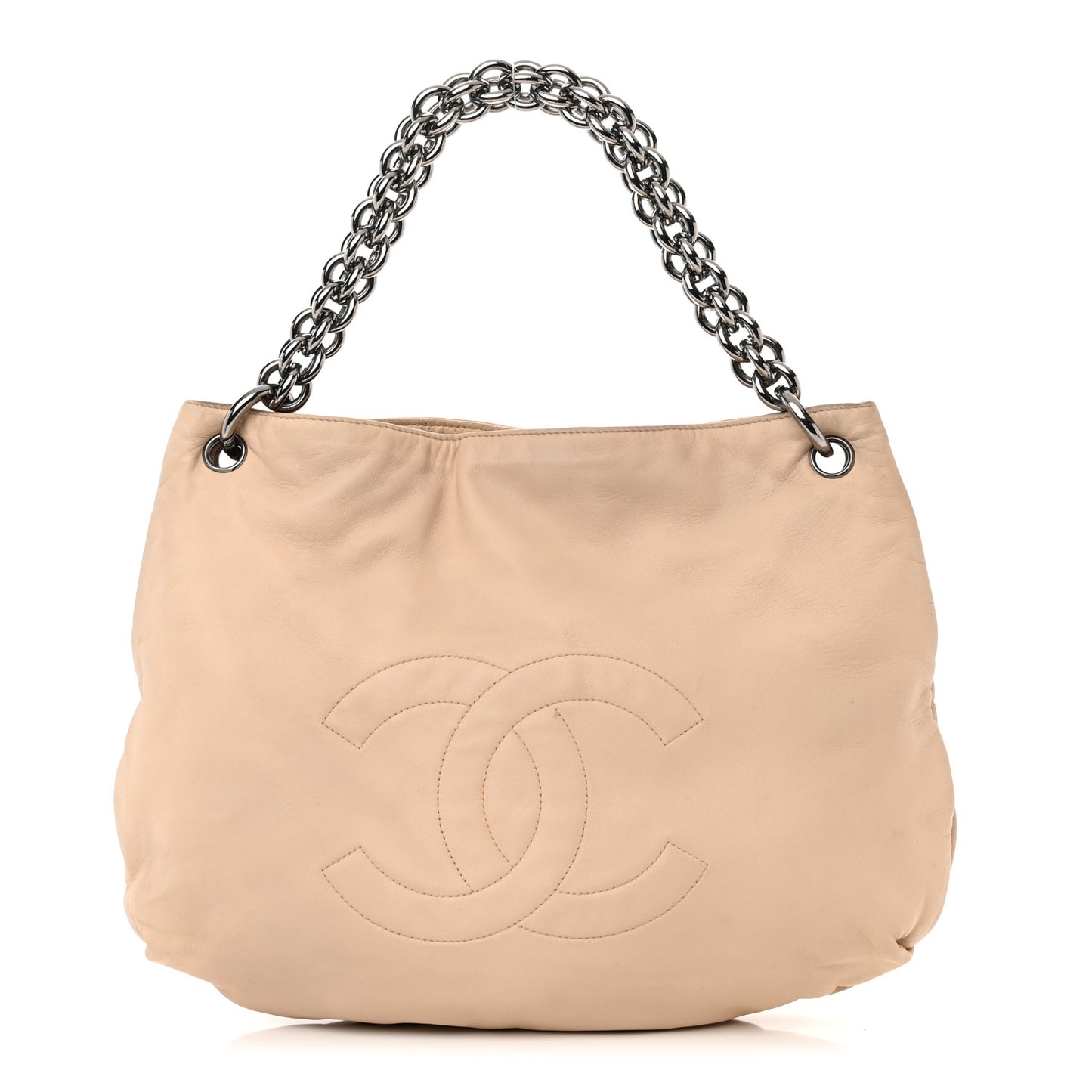 Lambskin Soft And Chain Hobo Beige