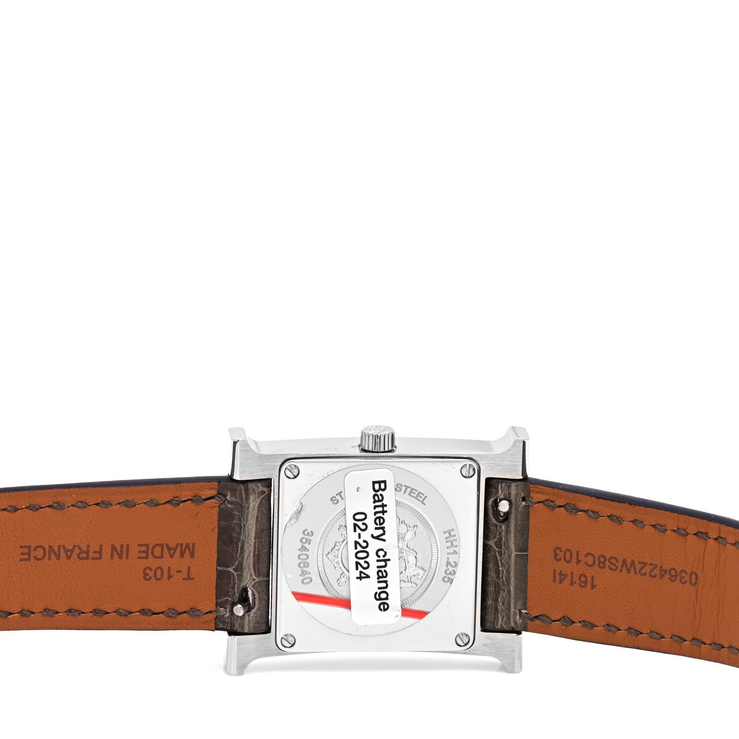 Hermes Stainless Steel Alligator Diamond Bezel Mother of Pearl 21mm Heure H Hour Quartz Watch Gris Elephant 4 of 5